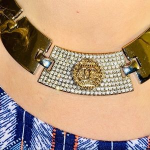 COPY. Chanel button repurposed collar necklace in brass and stainless steel